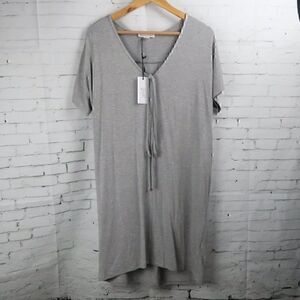 LOVE RICHE HEATHER GREY SHORT SLEEVE HIGH LOW T SHIRT DRESS WOMENS SIZE MEDIUM